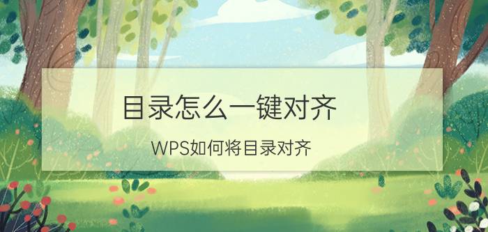 目录怎么一键对齐 WPS如何将目录对齐？